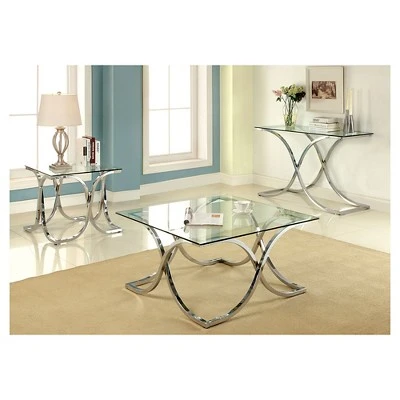 Leah Contemporary Metal Glass Top Sofa Table Chrome - HOMES: Inside + Out 4 Leah Contemporary Metal Glass Top Sofa Table Chrome - HOMES: Inside + Out - Image 2