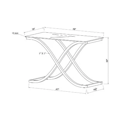 Leah Contemporary Metal Glass Top Sofa Table Chrome - HOMES: Inside + Out 5 Leah Contemporary Metal Glass Top Sofa Table Chrome - HOMES: Inside + Out - Image 3