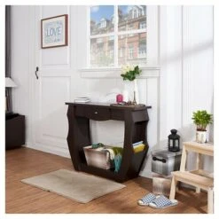 Coralli Modern Cut Out Sofa Table Walnut - HOMES: Inside + Out 8 Coralli Modern Cut Out Sofa Table Walnut - HOMES: Inside + Out -Console Tables Sales unnamed file 2375