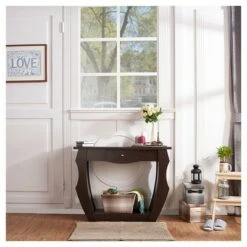 Coralli Modern Cut Out Sofa Table Walnut - HOMES: Inside + Out 9 Coralli Modern Cut Out Sofa Table Walnut - HOMES: Inside + Out -Console Tables Sales unnamed file 2376