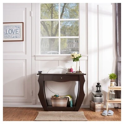 Coralli Modern Cut Out Sofa Table Walnut - HOMES: Inside + Out 5 Coralli Modern Cut Out Sofa Table Walnut - HOMES: Inside + Out - Image 3