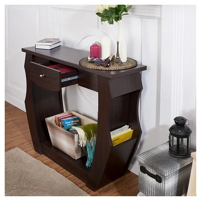 Coralli Modern Cut Out Sofa Table Walnut - HOMES: Inside + Out 6 Coralli Modern Cut Out Sofa Table Walnut - HOMES: Inside + Out - Image 4