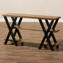 Baxton Studio Duchaine Wood Finished Metal Console Table Bronze - BaxtonStudio -Console Tables Sales unnamed file 2476