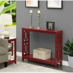 Town Square Console Table with Shelf Cranberry Red - Breighton Home