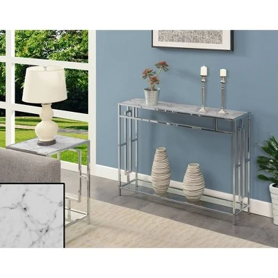 Town Square Chrome Console Table with Shelf - Breighton Home Silver 3 Town Square Chrome Console Table with Shelf - Breighton Home Silver