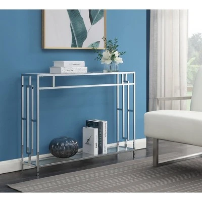 Town Square Chrome Console Table with Shelf - Breighton Home Silver 5 Town Square Chrome Console Table with Shelf - Breighton Home Silver - Image 3