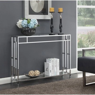 Town Square Chrome Console Table with Shelf - Breighton Home Silver 6 Town Square Chrome Console Table with Shelf - Breighton Home Silver - Image 4