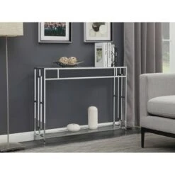 Town Square Chrome Console Table with Shelf - Breighton Home Silver 16 Town Square Chrome Console Table with Shelf - Breighton Home Silver -Console Tables Sales unnamed file 2509
