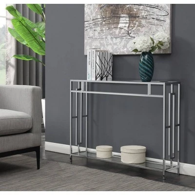 Town Square Chrome Console Table with Shelf - Breighton Home Silver 8 Town Square Chrome Console Table with Shelf - Breighton Home Silver - Image 6