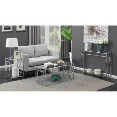 Town Square Chrome Console Table with Shelf - Breighton Home Silver 10 Town Square Chrome Console Table with Shelf - Breighton Home Silver - Image 8