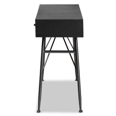3 Drawer Ariana Wood Metal Console Table Black/Walnut Brown - Baxton Studio 5 3 Drawer Ariana Wood Metal Console Table Black/Walnut Brown - Baxton Studio - Image 3