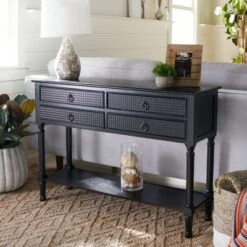 Haines 4 Drawers Console Table - Safavieh Greige
