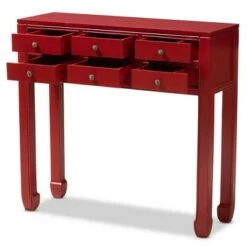 Pomme Accent 6 Drawer Console Table Red - Baxton Studio 15 Pomme Accent 6 Drawer Console Table Red - Baxton Studio -Console Tables Sales unnamed file 2631