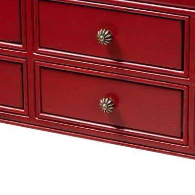 Pomme Accent 6 Drawer Console Table Red - Baxton Studio 10 Pomme Accent 6 Drawer Console Table Red - Baxton Studio - Image 8