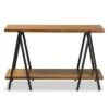 Britton Rustic Industrial Wood and Metal Console Table-Walnut/Black-Baxton Studio