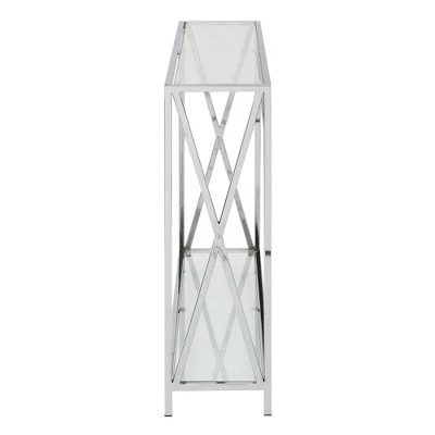 Oxford Chrome Console Table Clear Glass/Chrome Frame - Breighton Home 5 Oxford Chrome Console Table Clear Glass/Chrome Frame - Breighton Home - Image 3
