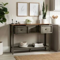 Clearwater Rustic Farmhouse 3 Drawer Buffet Console - Saracina Home Rustic Oak/antique White -Console Tables Sales unnamed file 271