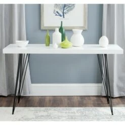Wolcott Retro Mid Century Lacquer Console - White/Black - Safavieh
