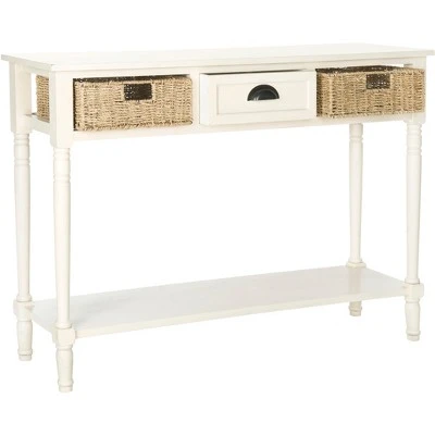 Winifred Wicker Console Table With Storage - White - Safavieh 4 Winifred Wicker Console Table With Storage - White - Safavieh - Image 2