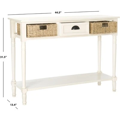 Winifred Wicker Console Table With Storage - White - Safavieh 5 Winifred Wicker Console Table With Storage - White - Safavieh - Image 3