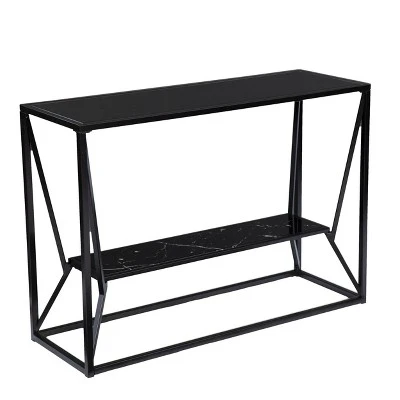 Finsfil Long Glass-Top Console Table Black - Aiden Lane 5 Finsfil Long Glass-Top Console Table Black - Aiden Lane - Image 3
