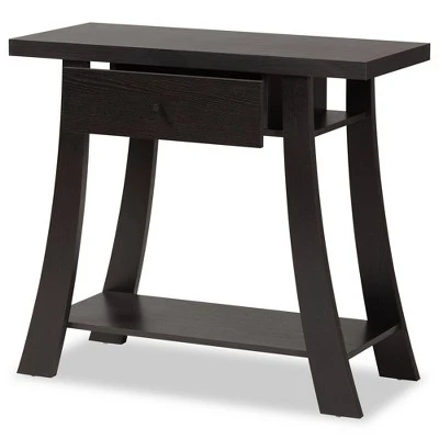 Herman Wood 1 Drawer Console Table - Baxton Studio Dark Brown 3 Herman Wood 1 Drawer Console Table - Baxton Studio Dark Brown