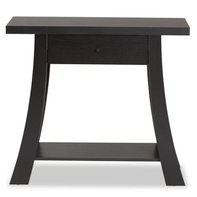 Herman Wood 1 Drawer Console Table - Baxton Studio Dark Brown 4 Herman Wood 1 Drawer Console Table - Baxton Studio Dark Brown - Image 2