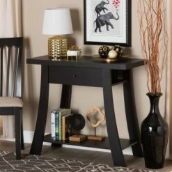 Herman Wood 1 Drawer Console Table - Baxton Studio Dark Brown 18 Herman Wood 1 Drawer Console Table - Baxton Studio Dark Brown -Console Tables Sales unnamed file 2788