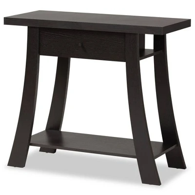 Herman Wood 1 Drawer Console Table - Baxton Studio Dark Brown 11 Herman Wood 1 Drawer Console Table - Baxton Studio Dark Brown - Image 9