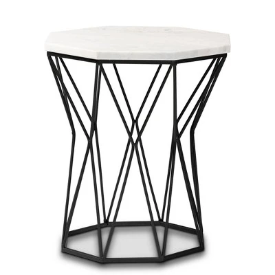 Venedict Metal End Table with Marble Tabletop Black - Baxton Studio 3 Venedict Metal End Table with Marble Tabletop Black - Baxton Studio