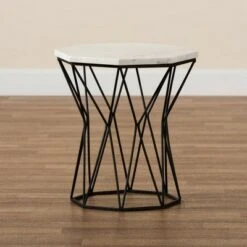 Venedict Metal End Table with Marble Tabletop Black - Baxton Studio 13 Venedict Metal End Table with Marble Tabletop Black - Baxton Studio -Console Tables Sales unnamed file 2848