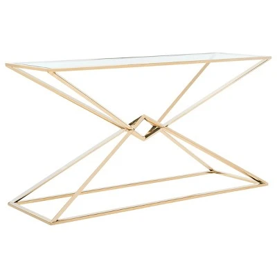 Fiorella Glass Top Console Table Brass - Safavieh 4 Fiorella Glass Top Console Table Brass - Safavieh - Image 2