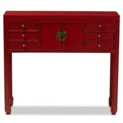 Melodie 6 Drawer Console Table Red - Baxton Studio