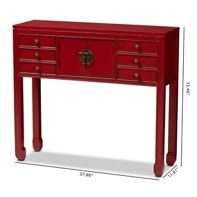 Melodie 6 Drawer Console Table Red - Baxton Studio 10 Melodie 6 Drawer Console Table Red - Baxton Studio - Image 8