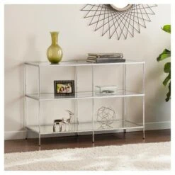Benton Glam Mirrored Console Table - Chrome - Aiden Lane