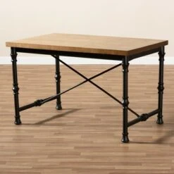 Baxton Studio Verdin Wood Finished Criss Cross Desk Bronze - BaxtonStudio -Console Tables Sales unnamed file 2959