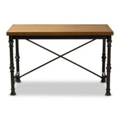 Baxton Studio Verdin Wood Finished Criss Cross Desk Bronze - BaxtonStudio -Console Tables Sales unnamed file 2961