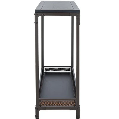 Dinesh Console With Storage Shelf - Black/Dark Walnut - Safavieh 5 Dinesh Console With Storage Shelf - Black/Dark Walnut - Safavieh - Image 3