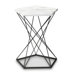 Oberon Metal End Table with Faux Marble Tabletop Black - Baxton Studio