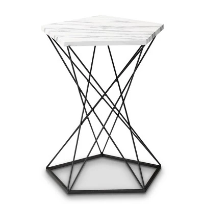 Oberon Metal End Table with Faux Marble Tabletop Black - Baxton Studio 3 Oberon Metal End Table with Faux Marble Tabletop Black - Baxton Studio