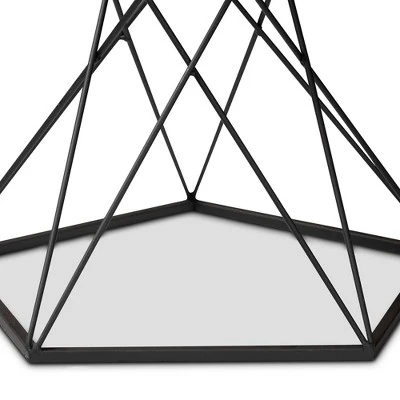 Oberon Metal End Table with Faux Marble Tabletop Black - Baxton Studio 4 Oberon Metal End Table with Faux Marble Tabletop Black - Baxton Studio - Image 2