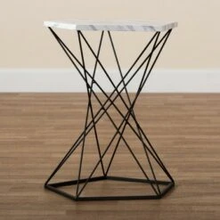 Oberon Metal End Table with Faux Marble Tabletop Black - Baxton Studio 13 Oberon Metal End Table with Faux Marble Tabletop Black - Baxton Studio -Console Tables Sales unnamed file 3016