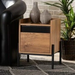 Tasman Wood and Metal End Table Natural Brown/Black - Baxton Studio 16 Tasman Wood and Metal End Table Natural Brown/Black - Baxton Studio -Console Tables Sales unnamed file 3029