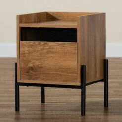 Tasman Wood and Metal End Table Natural Brown/Black - Baxton Studio 17 Tasman Wood and Metal End Table Natural Brown/Black - Baxton Studio -Console Tables Sales unnamed file 3030