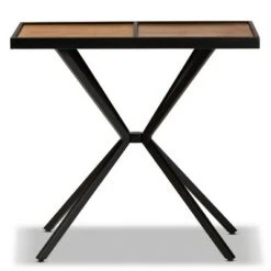 Carlo Modern Wood and Metal Console Table - Baxton Studio Walnut/black
