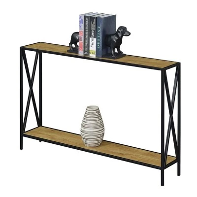 Tucson Console Table with Shelf English Oak/Black - Breighton Home 4 Tucson Console Table with Shelf English Oak/Black - Breighton Home - Image 2