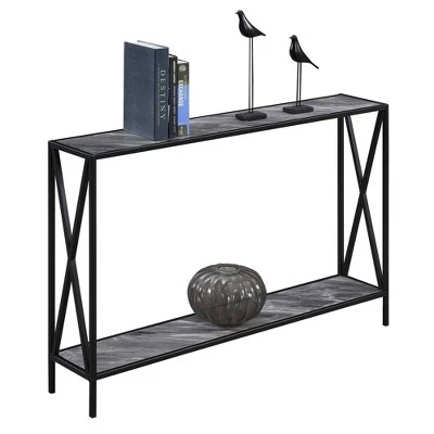 Tucson Console Table with Shelf Gray Faux Marble/Black - Breighton Home 4 Tucson Console Table with Shelf Gray Faux Marble/Black - Breighton Home - Image 2