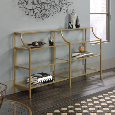 International Luxury Console Table Satin Gold/Clear Glass Finish - Sauder 3 International Luxury Console Table Satin Gold/Clear Glass Finish - Sauder