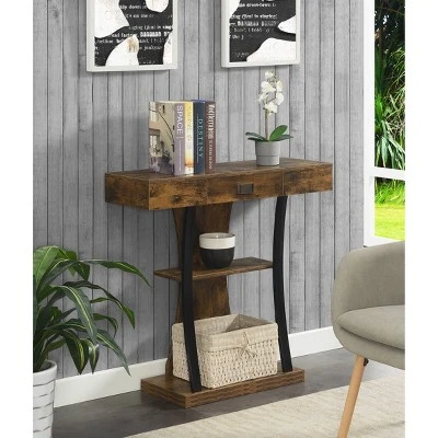 Newport 1 Drawer Harri Console Table with Shelves Barnwood/Black - Breighton Home 3 Newport 1 Drawer Harri Console Table with Shelves Barnwood/Black - Breighton Home