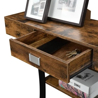 Newport 1 Drawer Harri Console Table with Shelves Barnwood/Black - Breighton Home 5 Newport 1 Drawer Harri Console Table with Shelves Barnwood/Black - Breighton Home - Image 3